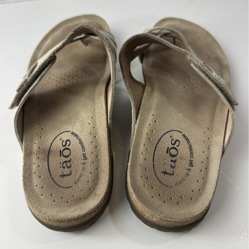Taos The Perfect Sandals Light Beige Tan Stone Thong Toe Strappy Women's Size 10 - Picture 9 of 14